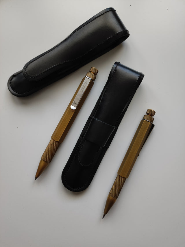 Black Leather Pen Pouch