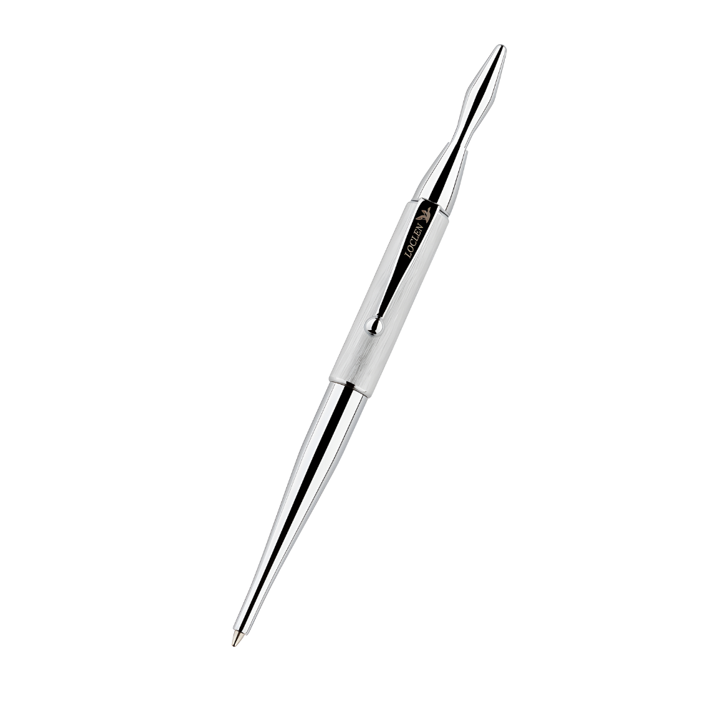 chrome ballpoint pen on a white background