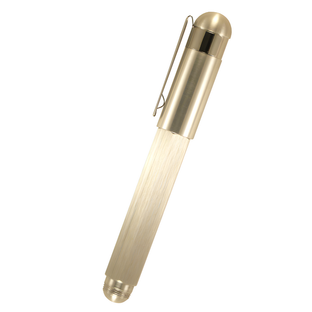 loclen hexa fountain pen in aluminum viewed from the side on a white background