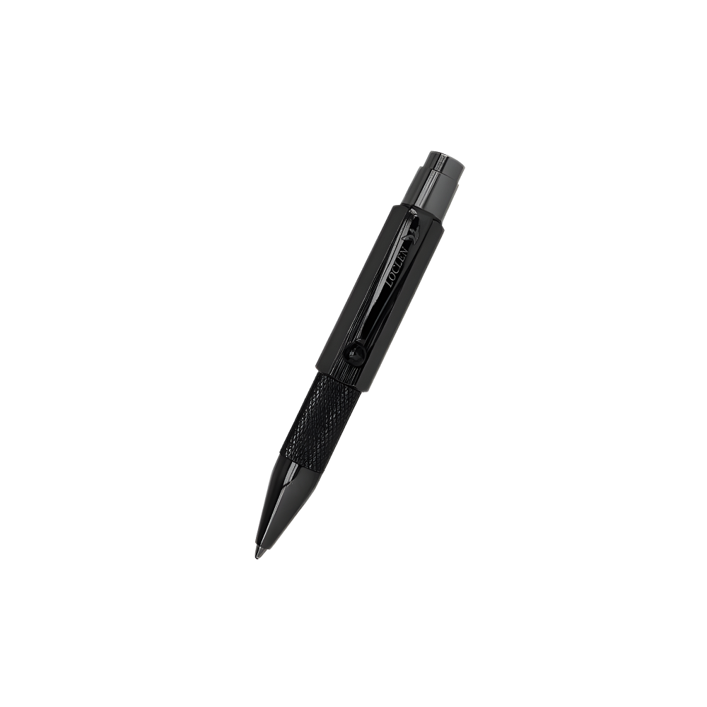 loclen nanetto pocket ballpoint pen in matte black on a white background