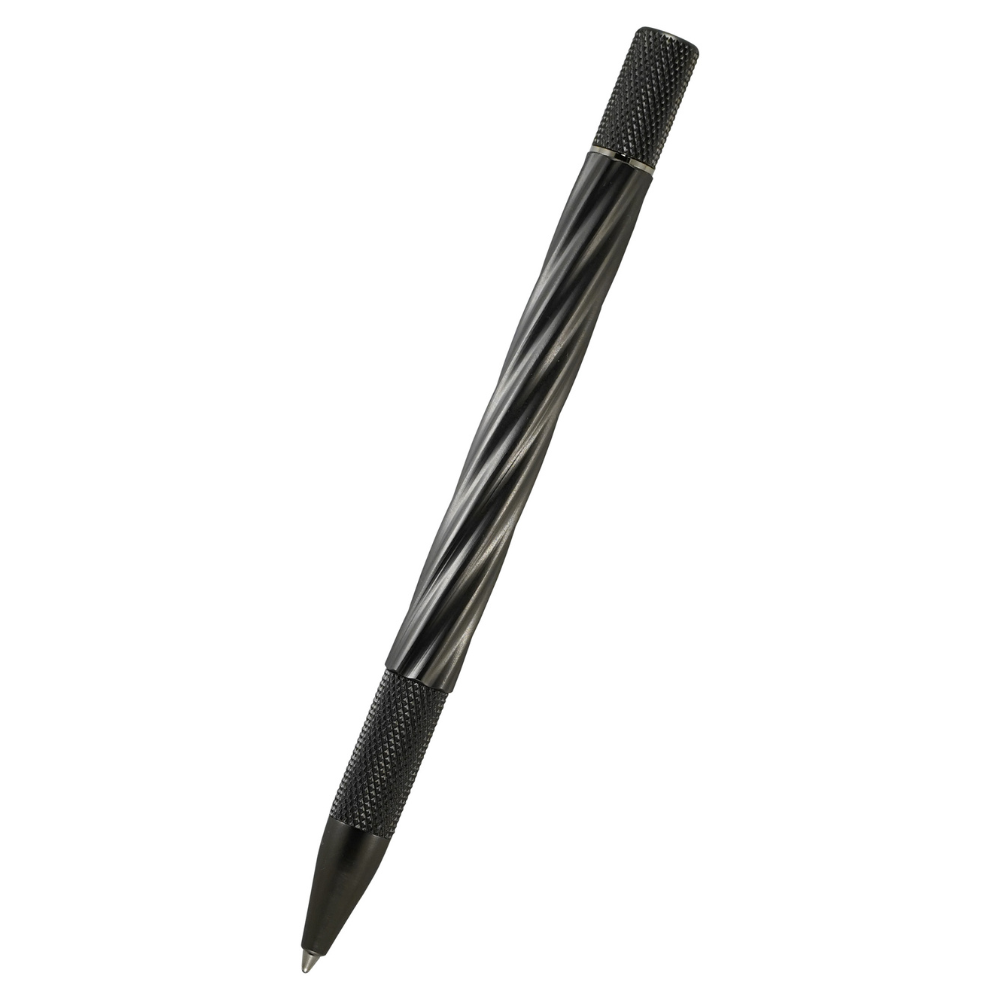 loclen tekno twist Black pen with textured design on a white background