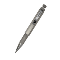 brushed chrome mechanical pencil with Loclen branded clip  on a white background