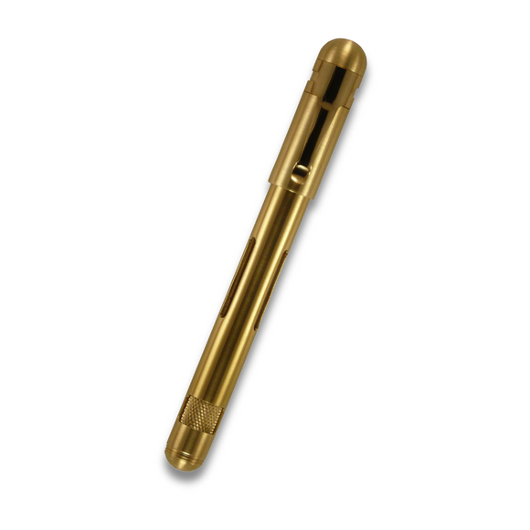 Loclen electa raw brass fountain pen on a white background