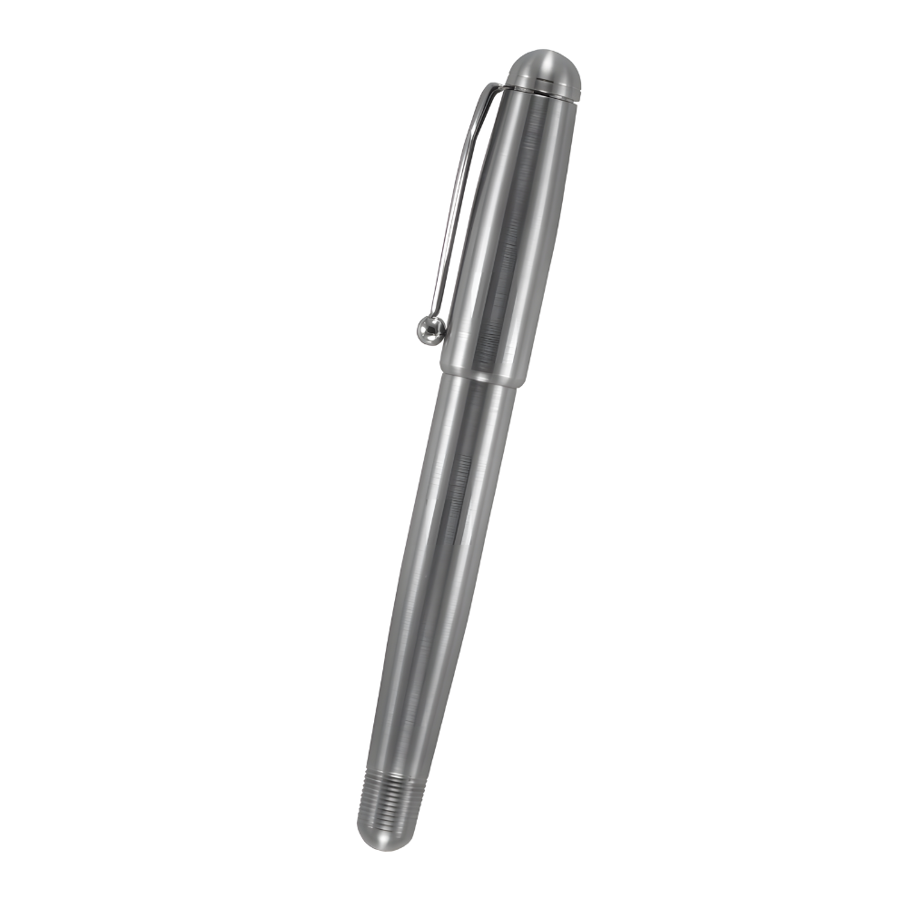 loclen classica brass fountain pen in brushed chrome finishing