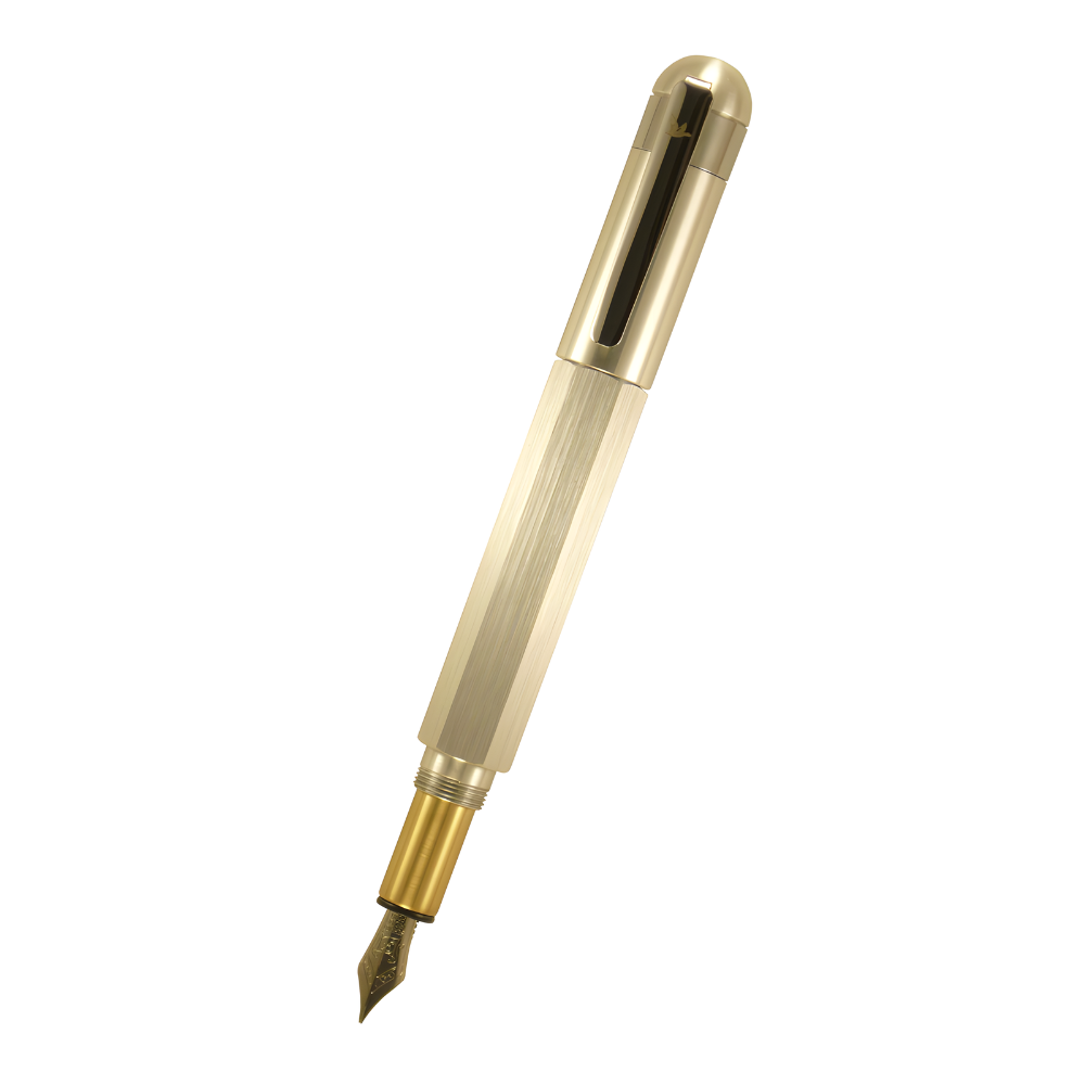 loclen hexa fountain pen in aluminum posted on a white background