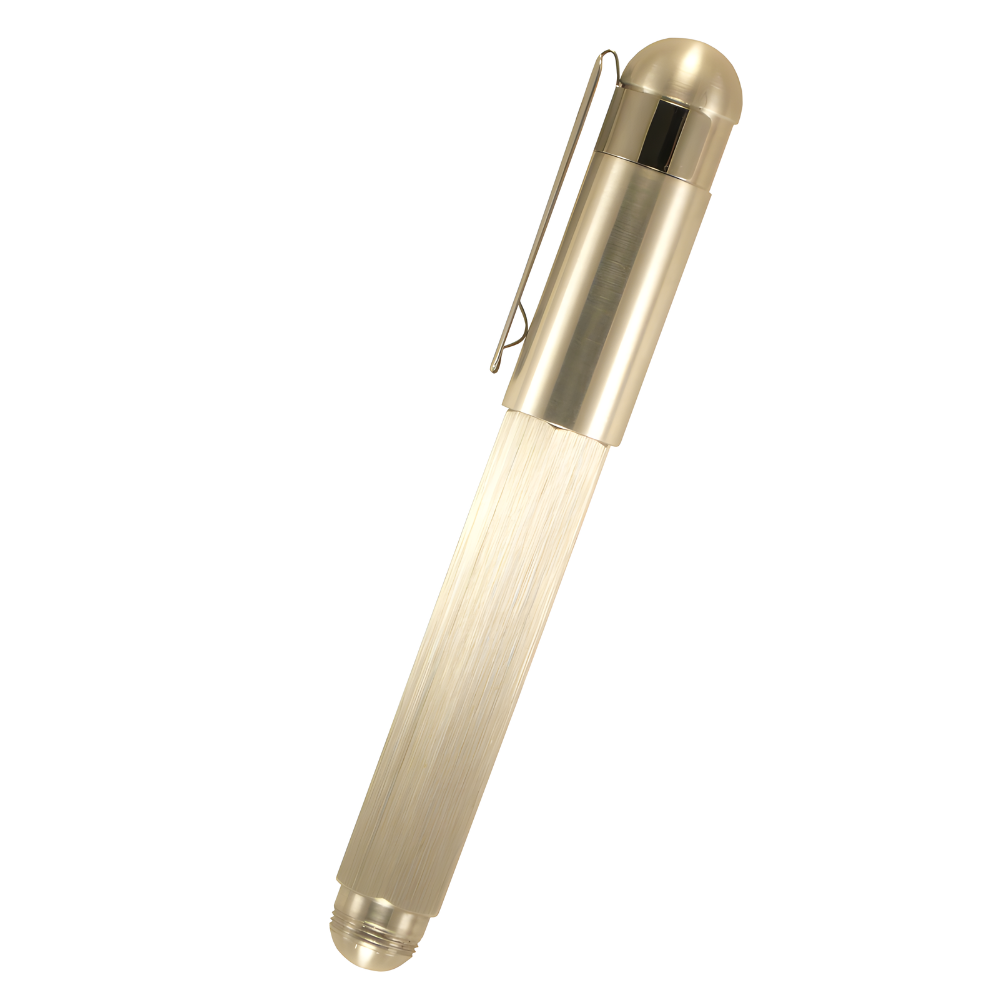 loclen hexa fountain pen in aluminum viewed from the side on a white background