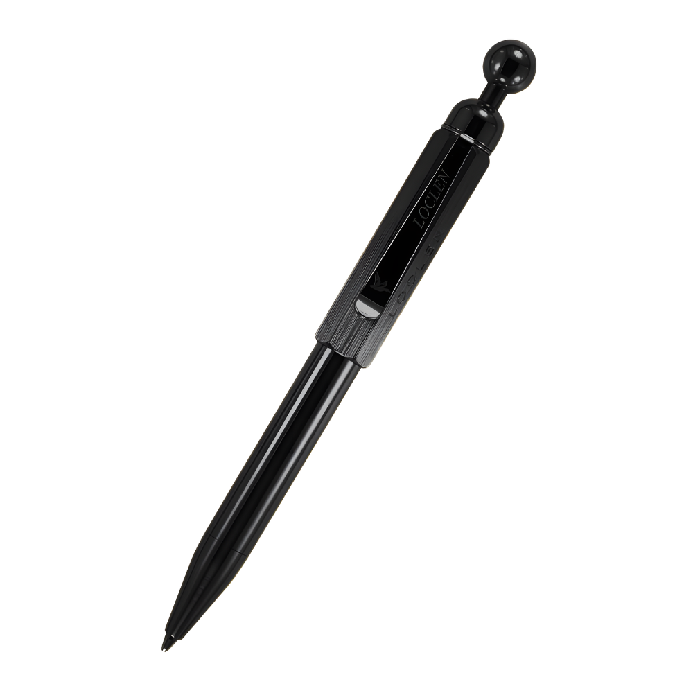 loclen spica ballpoint pen in matte black on a white background