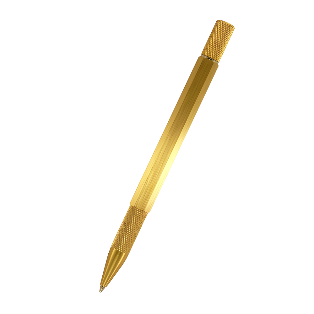 loclen tekno hex ballpoint pen in raw brass