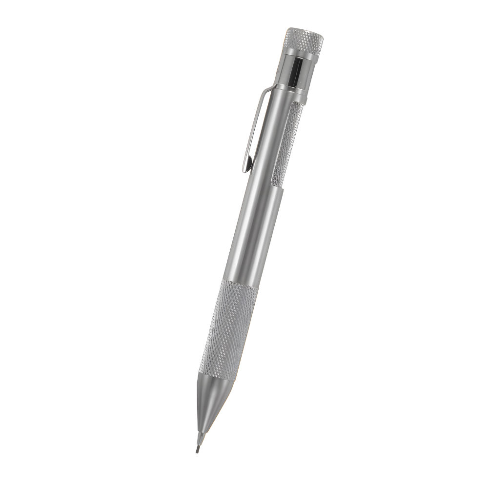loclen v2 mechanical pencil in brushed chrome on a white background
