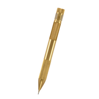 loclen v2 mechanical pencil in raw brass on a white background view from the front