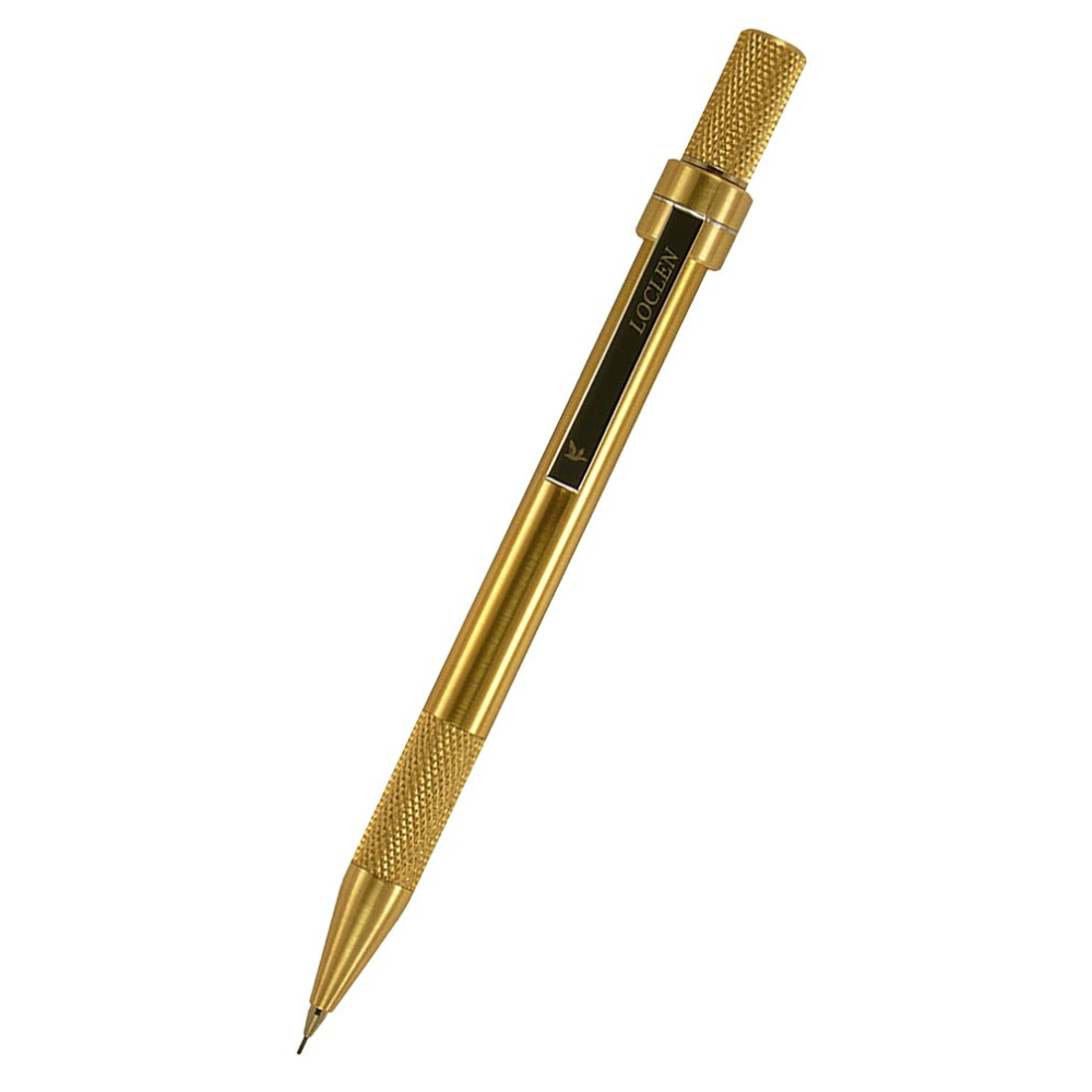 Loclen Tekno2 mechanical pencil in raw brass on a white background