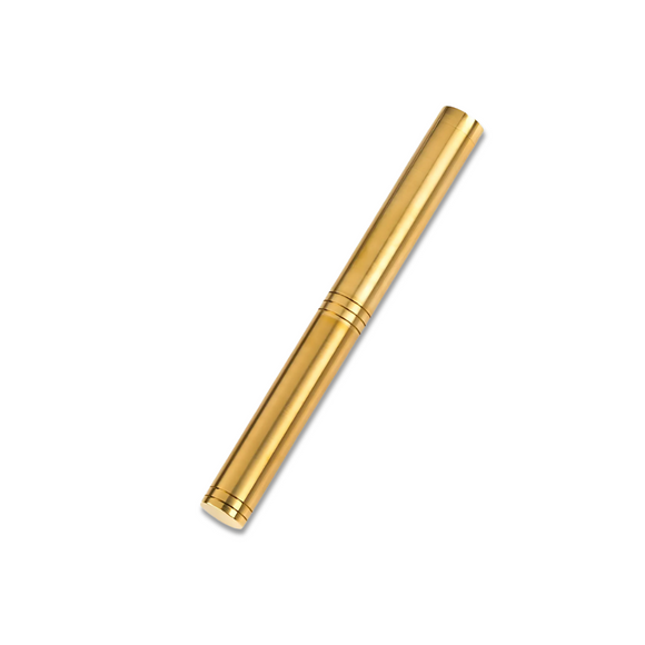 loclen tiny fountain pen raw brass on a white background